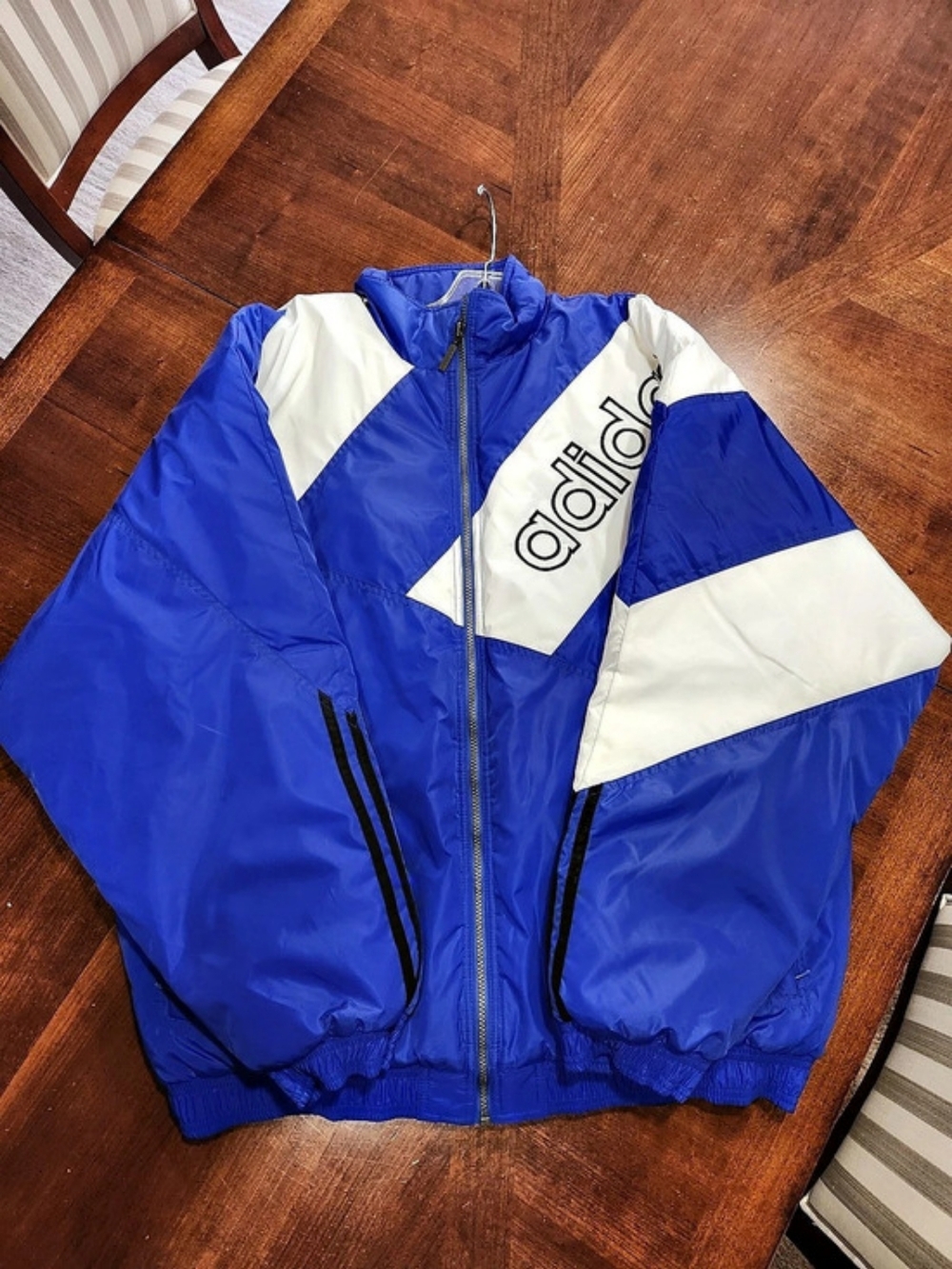 Vintage adidas Color Block Windbreaker Blue & White XL